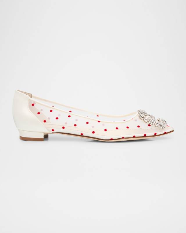 Hangisi Polka-Dot Mesh Ballerina Flats